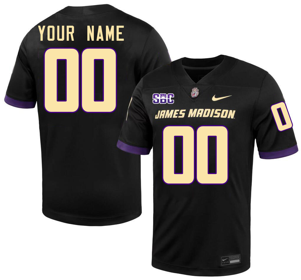 Custom James Madison Dukes Name And Number Football Jersey-Black